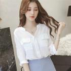 3/4-sleeve Dual Pocket Blouse