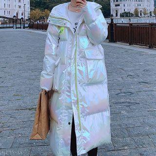 Long-sleeve Iridescent Long Padded Jacket