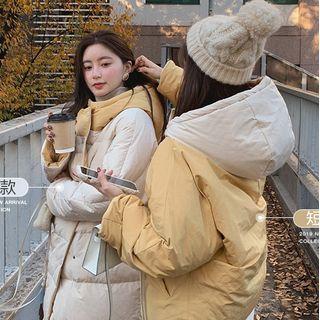 Two-tone Hooded Padded Jacket / Coat