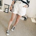 Buttoned Band Waist Denim Shorts