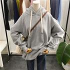Ripped Hoodie Light Gray - One Size