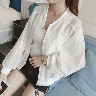 Plain Fishnet Bomber Jacket