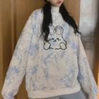 Cartoon Print Tie-dye Sweatshirt White - One Size