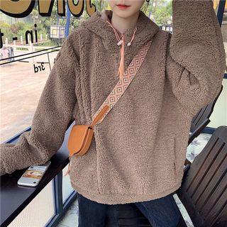 Hooded Oversize Zip Furry Sweatshirt