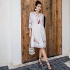3/4-sleeve Embroidered Sundress
