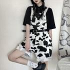 Set: Cow Print Jumper Shorts + Belt