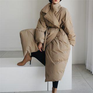 Padded Tie-waist Long Coat