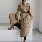 Padded Tie-waist Long Coat