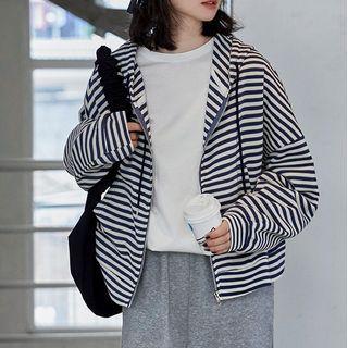 Striped Zipped Jacket Stripe - One Size