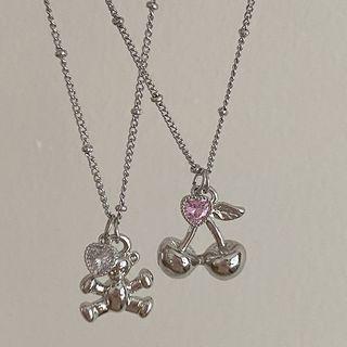 Bear / Cherry Pendant Alloy Necklace