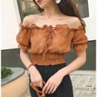 Off Shoulder Chiffon Short-sleeve Top