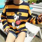 Mickey Mouse Print Color-block T-shirt