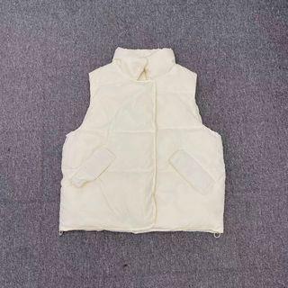 Stand Collar Padded Vest White - One Size