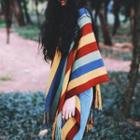 Striped Knit Cape Multicolor - One Size