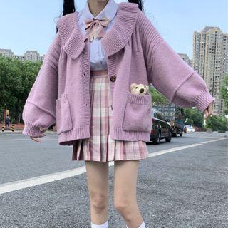 Buttoned Frill Trim Cardigan As Shown In Figure - One Size