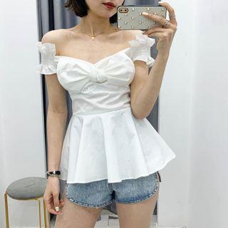 Ruffle-sleeve Peplum Blouse