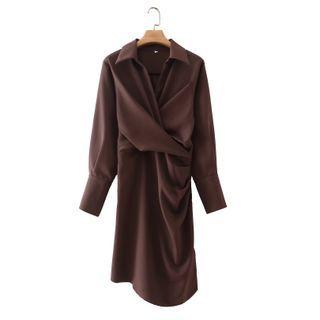 Twist-front Mini Sheath Shirtdress