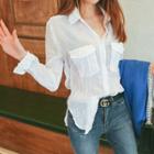 Flap-pocket Crinkled Linen Blend Shirt
