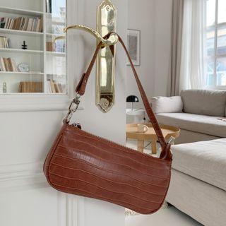 Croc-grain / Python Shoulder Bag