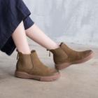 Genuine-leather Round Toe Ankle Boots