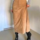 Faux-suede Maxi A-line Skirt