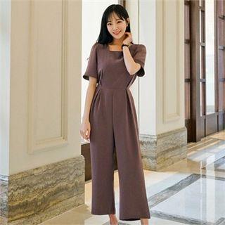 Square-neck Elbow-sleeve Jumpsuit