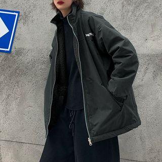 Reversible Lettering Fleece Zip Jacket