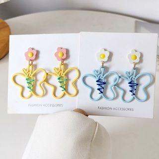 Floral Butterfly Drop Earring / Clip-on Earring