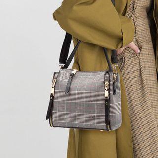 Plaid Backpack As Shown In Figure - One Size