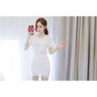 V-neck Shirred-side Tube-hem Dress