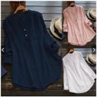 Long-sleeve Linen Blend Blouse