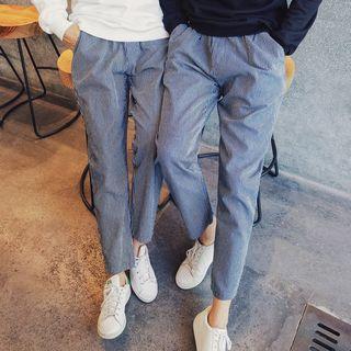 Couple Matching Striped Straight-cut Pants