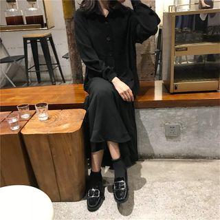 Midi A-line Shirtdress Black - One Size