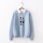 Embroidered Collared Sweatshirt