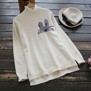 Mock-neck Rabbit Long-sleeve Top
