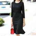 Plaid Ruffled Sheath Dress