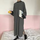 Long-sleeve Striped Midi Pullover Dress