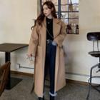 Notch Lapel Tie Waist Midi Coat