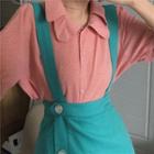 Dot Print Doll Collar Shirt / Pinafore Dress