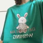 Rabbit Print Elbow-sleeve T-shirt / Cropped Tank Top