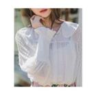 Wide-cuff Dotted Sheer Blouse