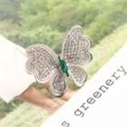 Rhinestone Butterfly Brooch Silver - One Size