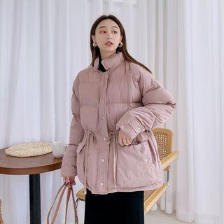 Drawstring Button Padded Jacket