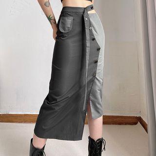 Slit Asymmetrical Midi Pencil Skirt