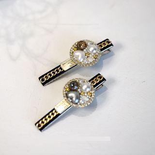 Faux Pearl Alloy Rhinestone Hair Clip