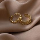 Set Of 2: Star Ring + Cut-out Ring Type A - Gold - One Size