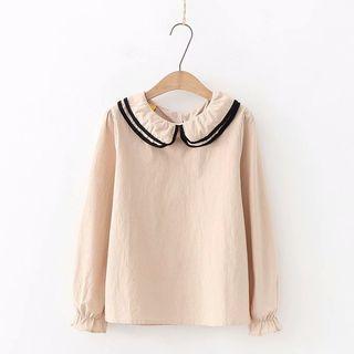 Layered Collar Blouse Khaki - One Size