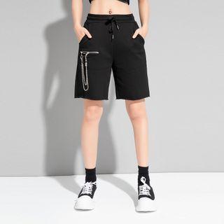 High-waist Cargo Zip Straight-cut Shorts