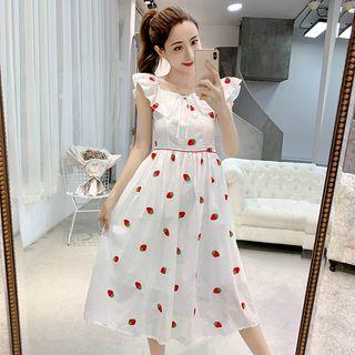 Cap-sleeve Embroidered A-line Dress