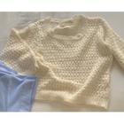 [dearest] Square-neck Perforated Knit Top Cream - One Size